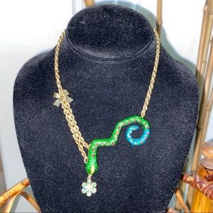BETSEY JOHNSON Choker Gold, Blue & Green Snake Statement Necklace